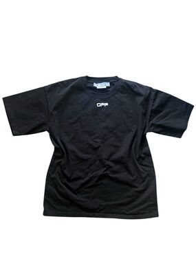 OFF WHITE T shirt Mens LARGE Spell Out Logo Crew Neck Short Sleeve 100% Cotton